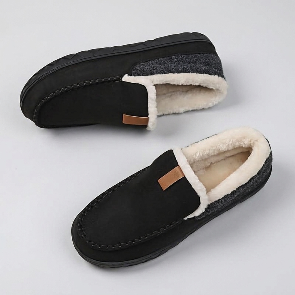 Warm Knit Loafers – Wool-Blend Slip-On House Shoes