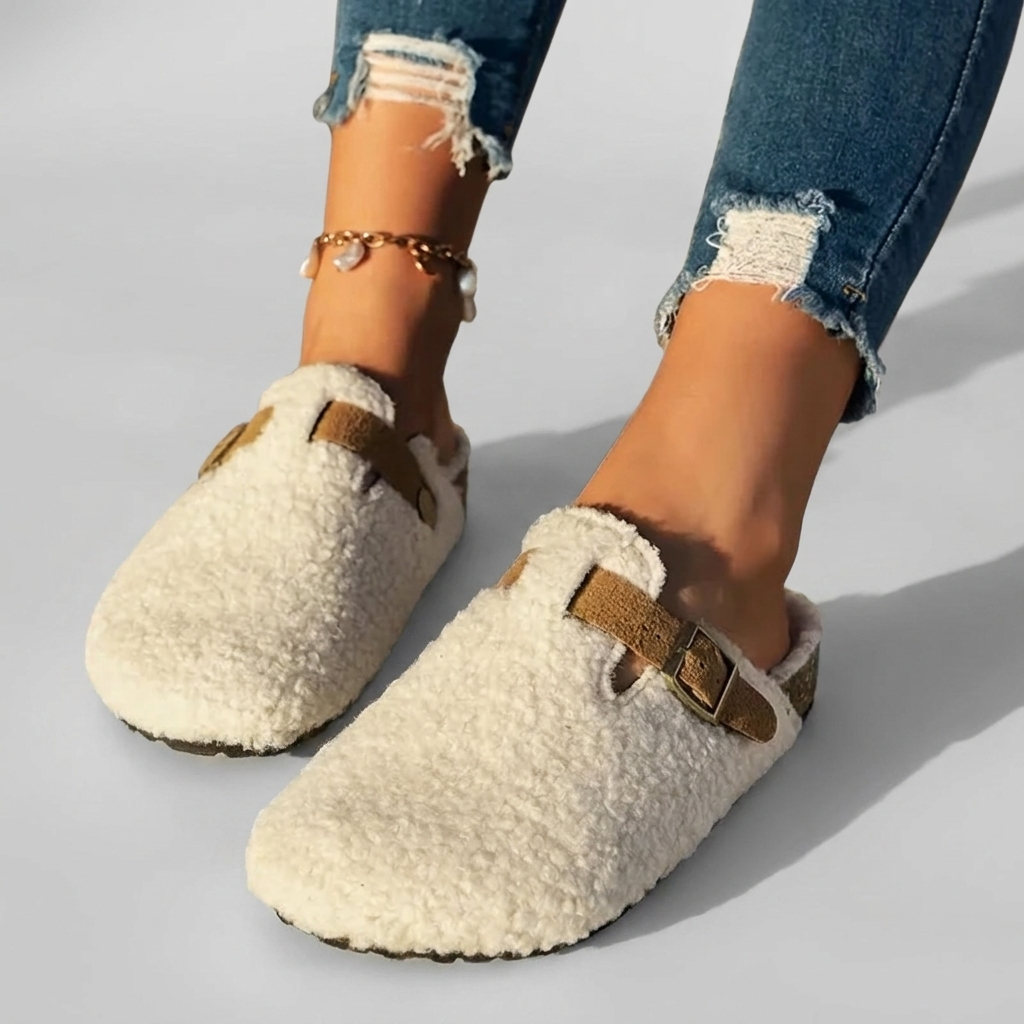 Sheepskin-Look Wool Slippers (Women)