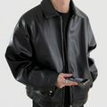 Oversized Bomber Jacket Leather-Look