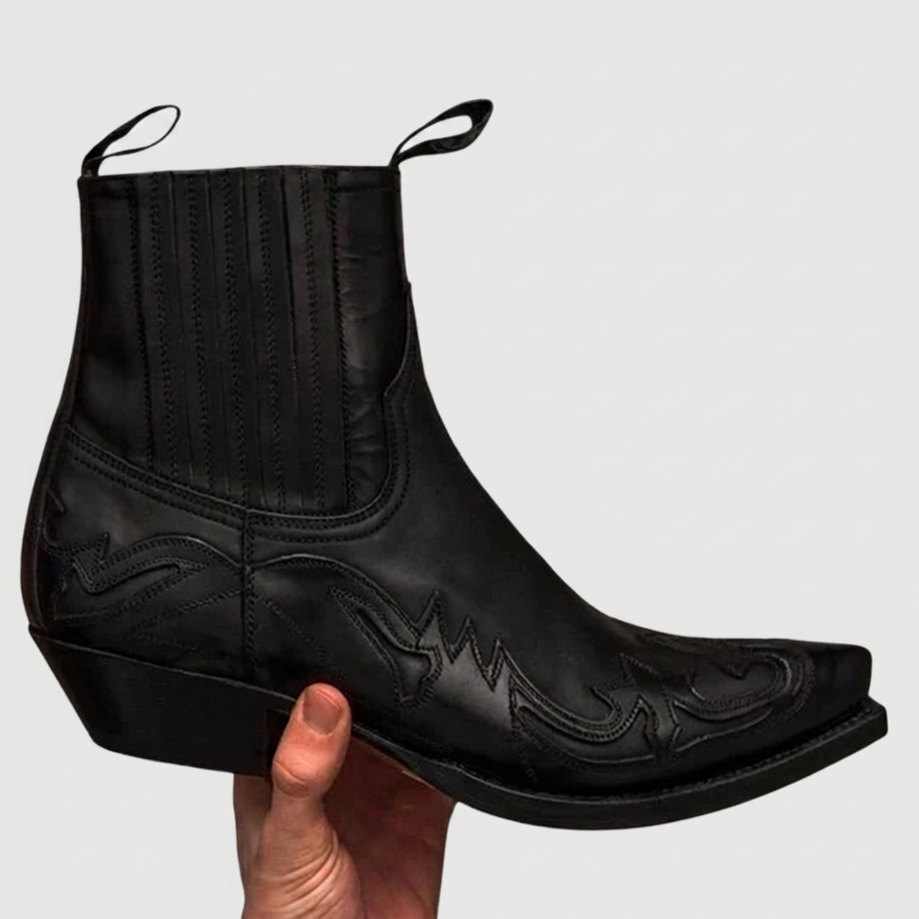 Vintage Cowboy Boots Leather-Look Western