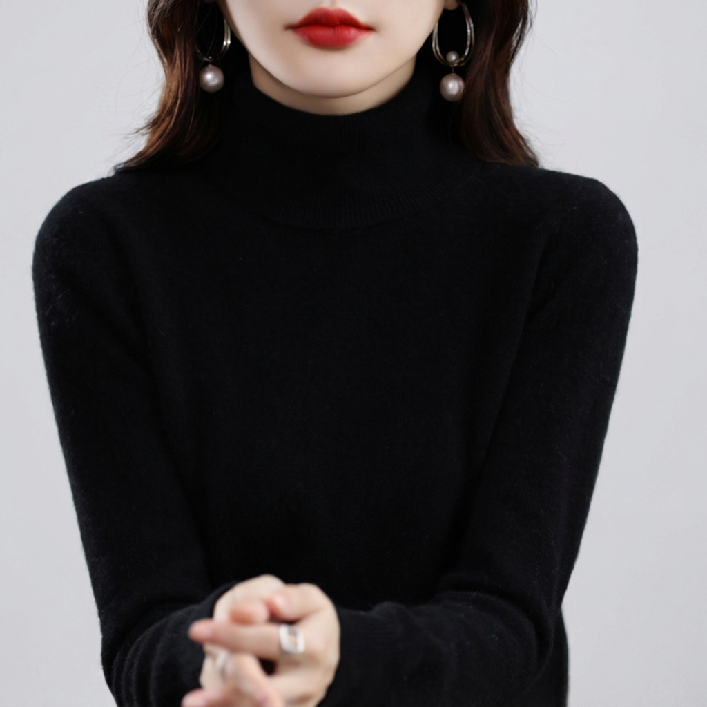 Turtleneck Sweater Soft Knit Roll-Neck