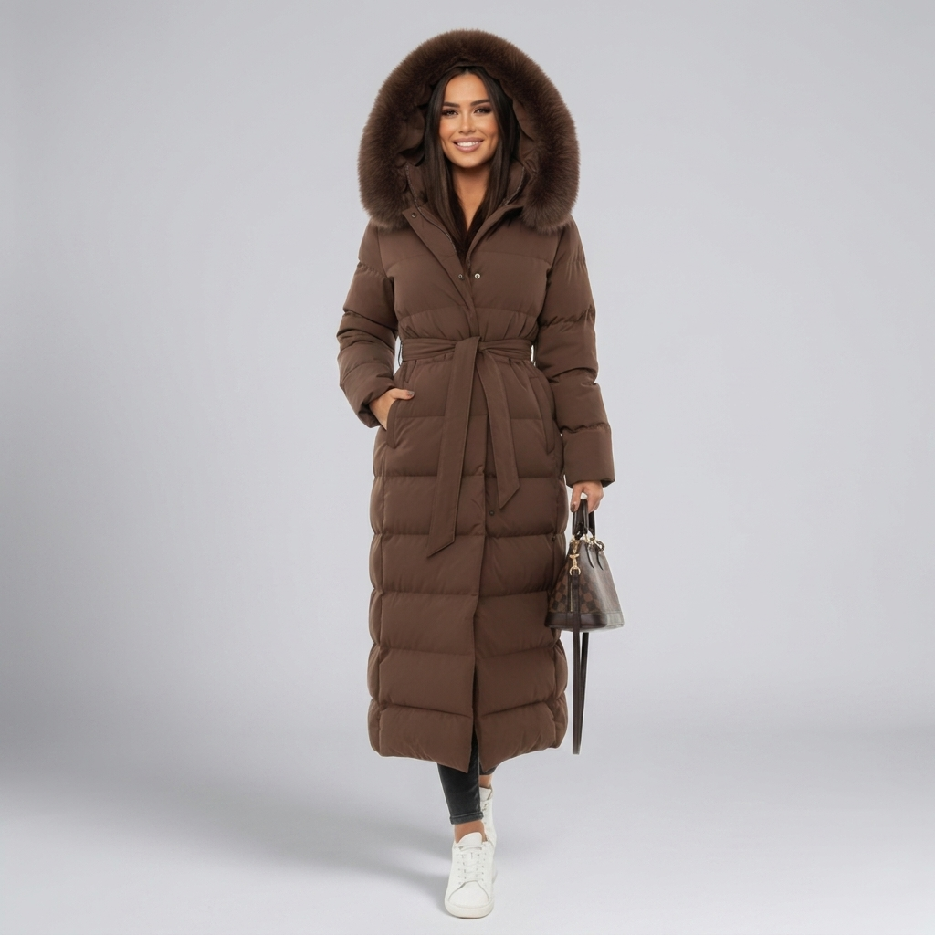 Longline Puffer Coat Faux-Fur