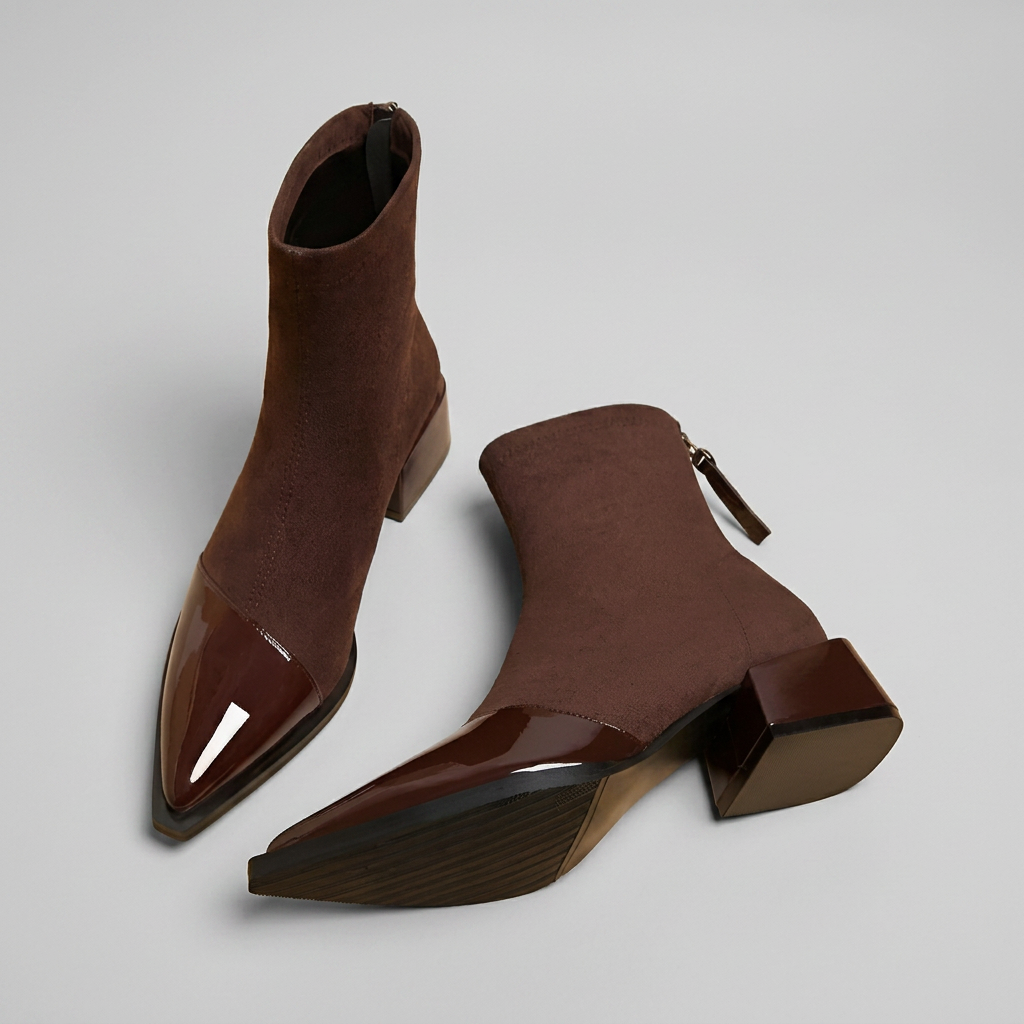 Heeled Ankle Boots With Suede-Look