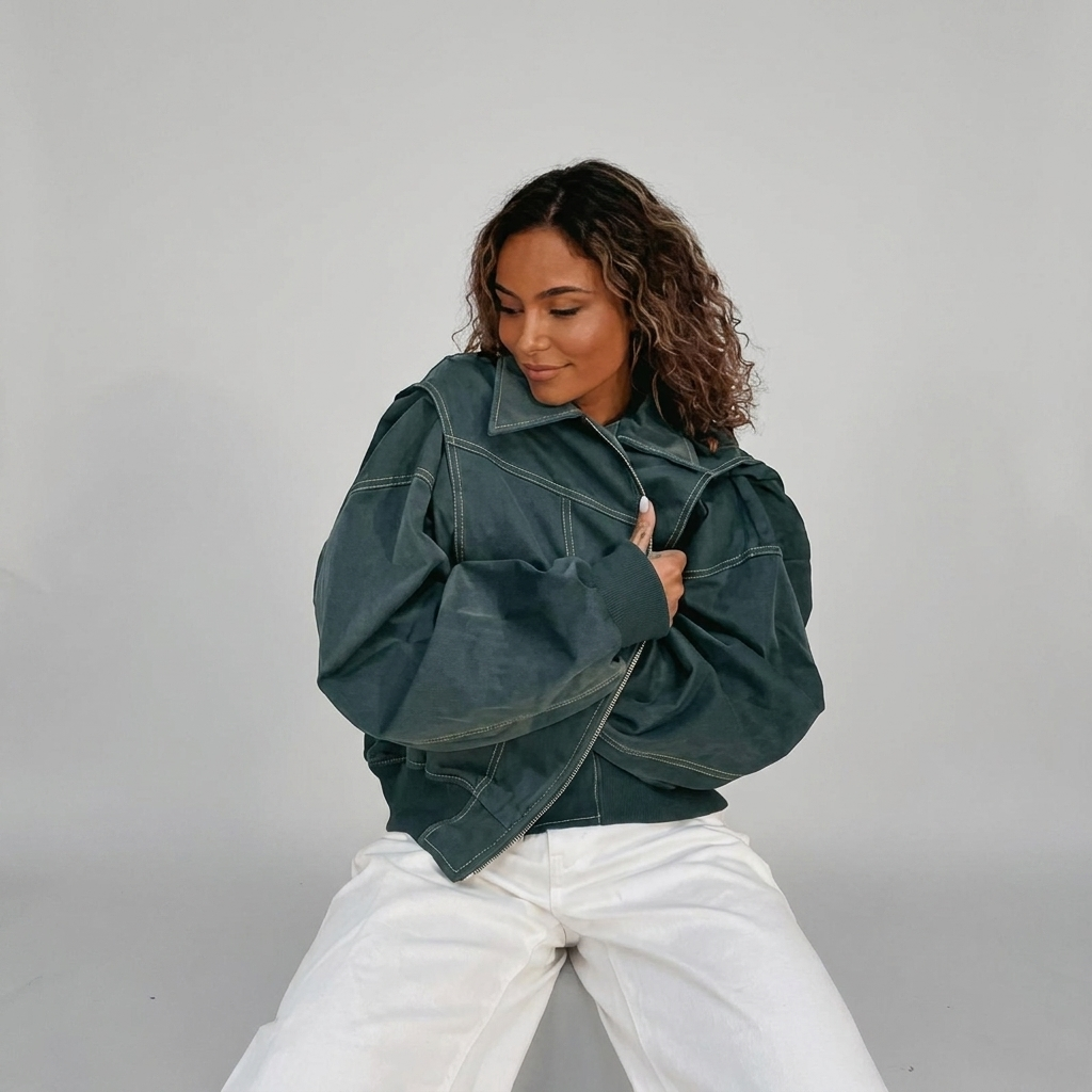 Leather-Look Jacket Oversized Casual Biker