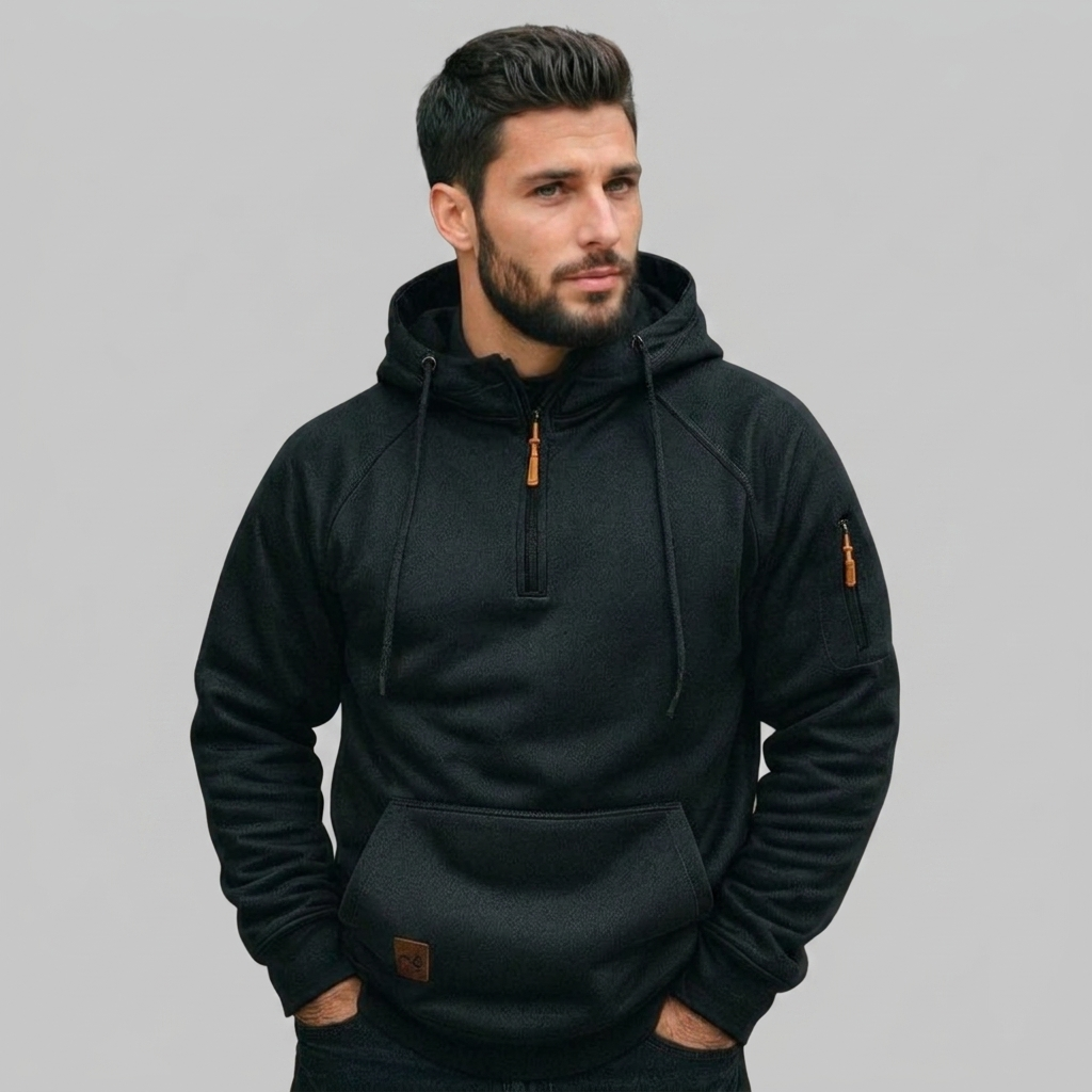 Half-Zip Hoodie Warm Pocketed Pullover