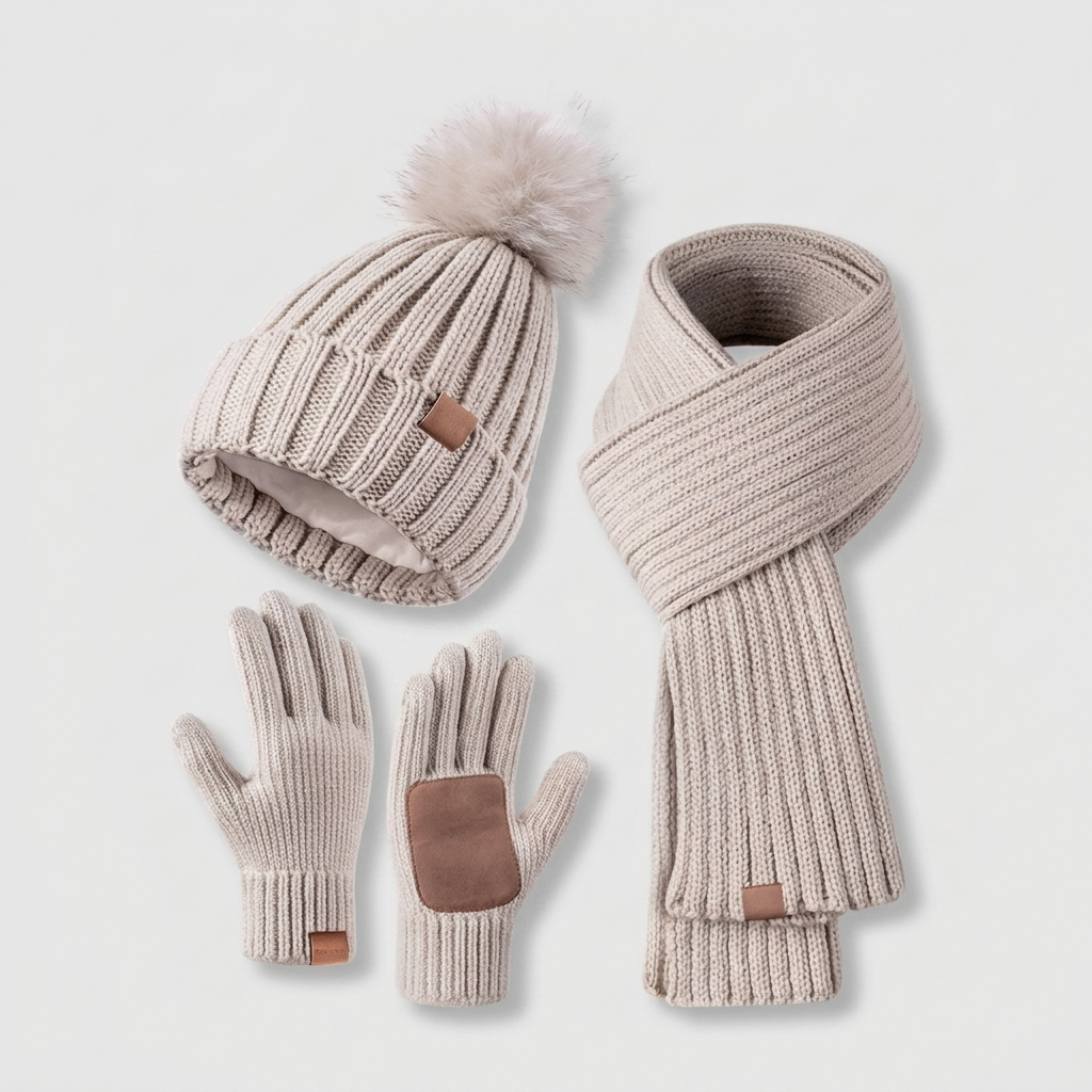 3-Piece Knit Set Hat, Scarf & Gloves