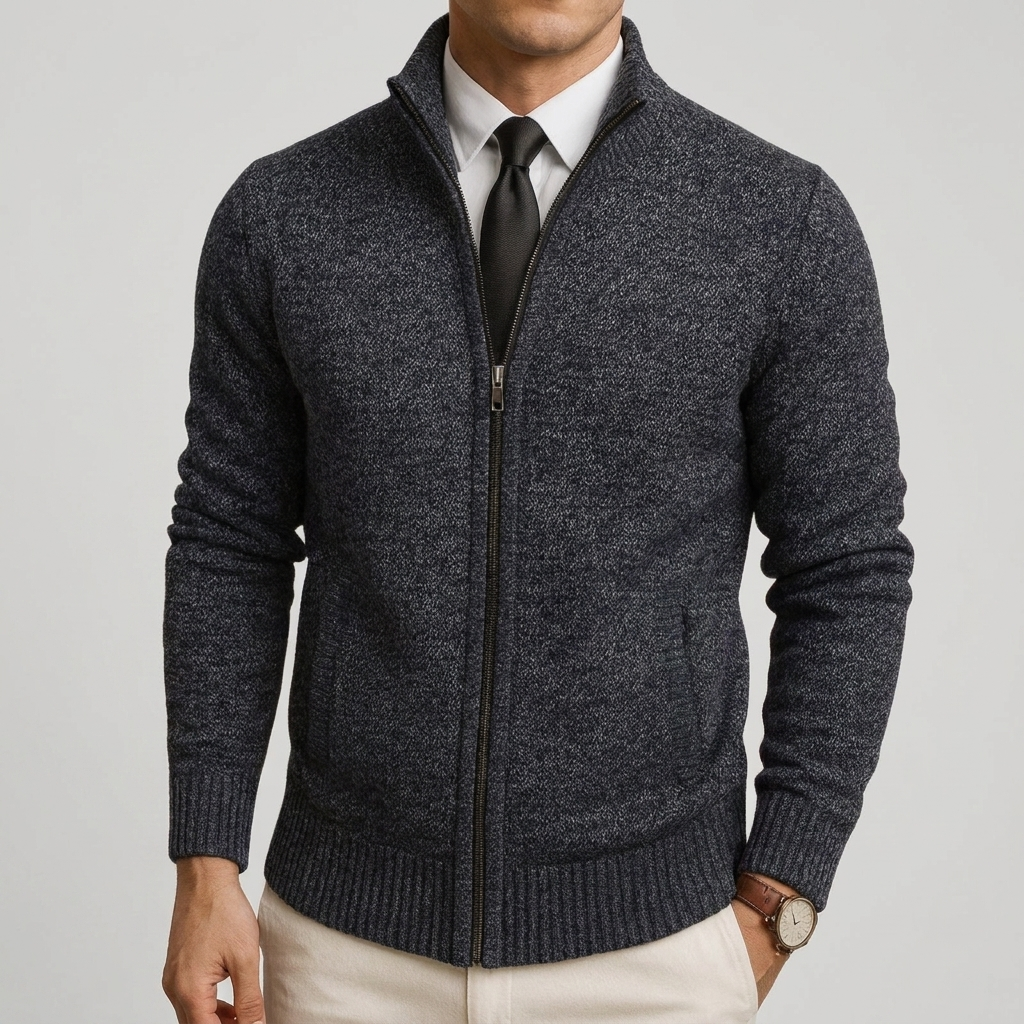 Zip-Front Cardigan Long-Sleeve Knit
