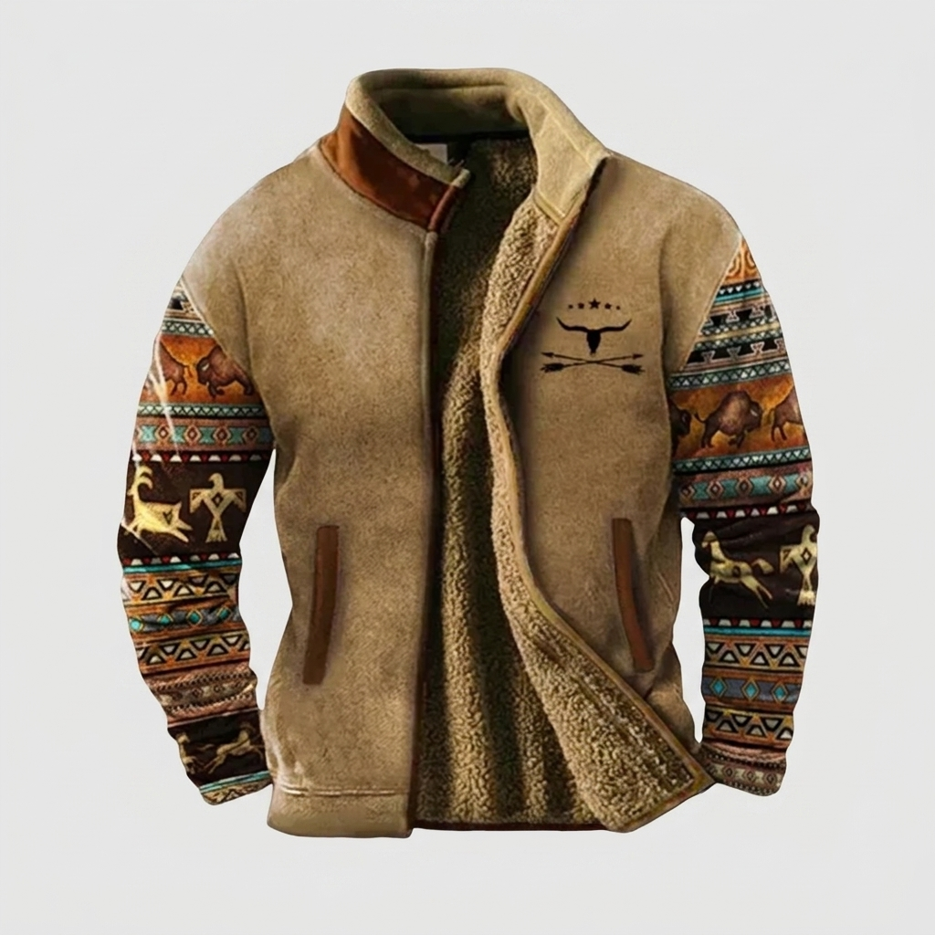 Warm Western Style Jacket with Fleece Lining