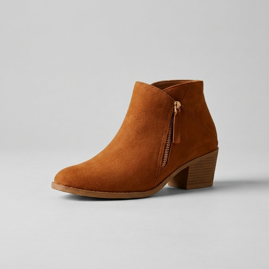 Ankle Boots Block Heel Side Zip
