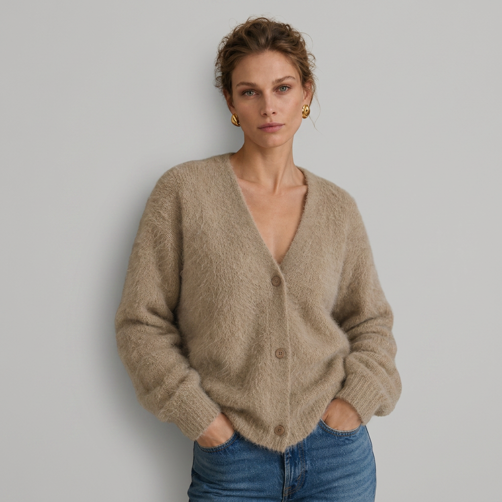 Faux Fur Cardigan Oversized Cosy Knit