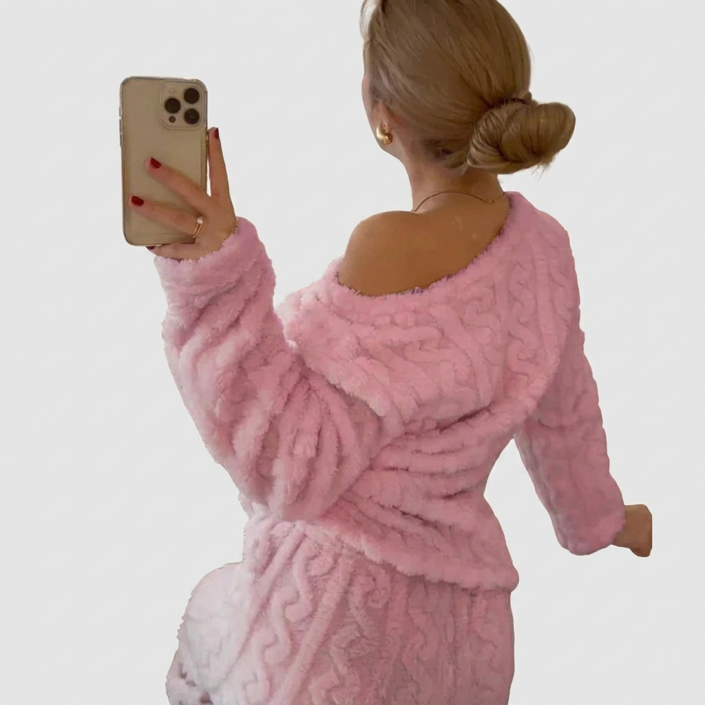 Fleece Pyjama Set Warm Winter Loungewear