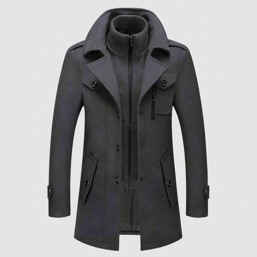 Wool Blend Overcoat High Collar Insulated
