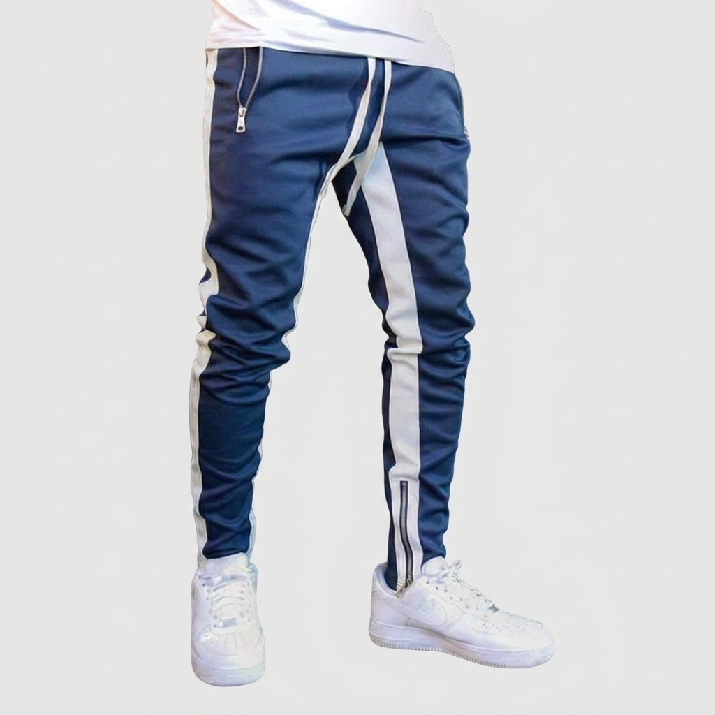 Joggers Contrast Side Stripes Zip Pockets