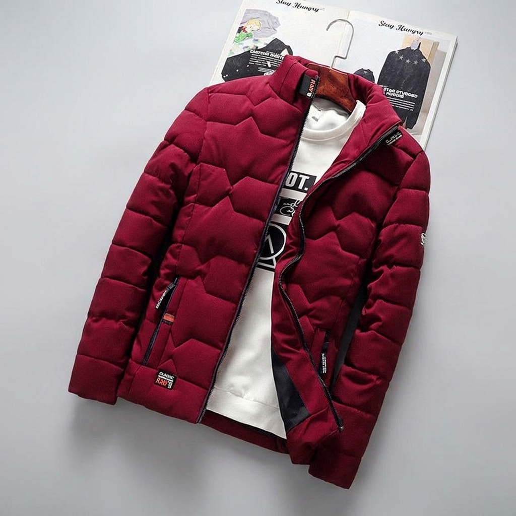 Quilted Jacket Geometric Stitch Light Padding