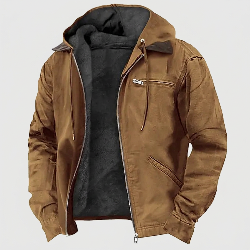 Hooded Jacket Lined Winter Warmth Zip