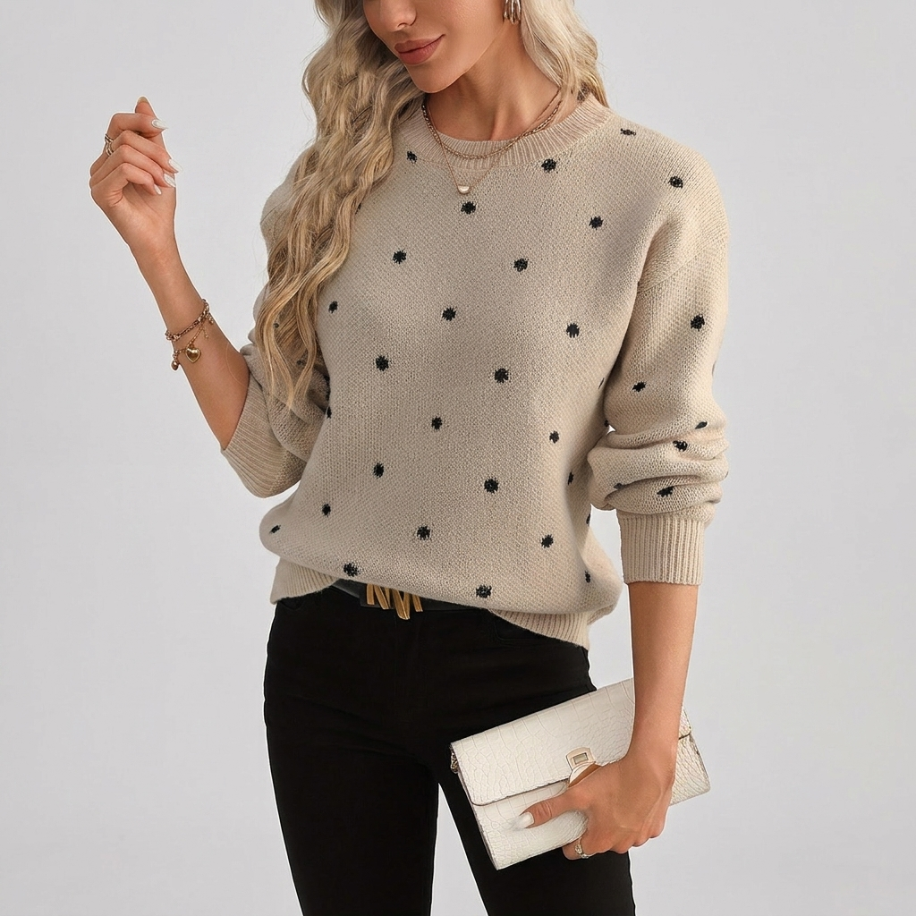 Polka Dot Jumper Crew Neck Knit