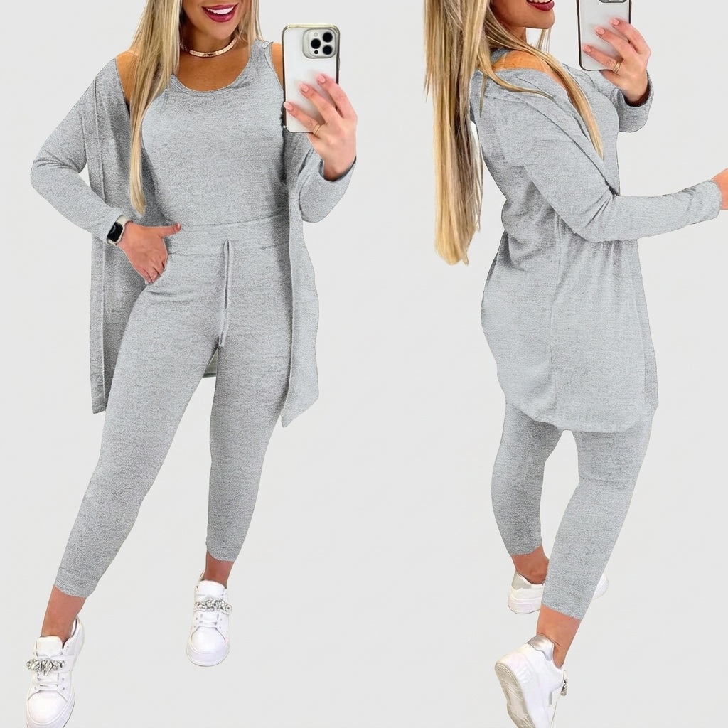 Three Piece Lounge Set Tank Coat Trousers
