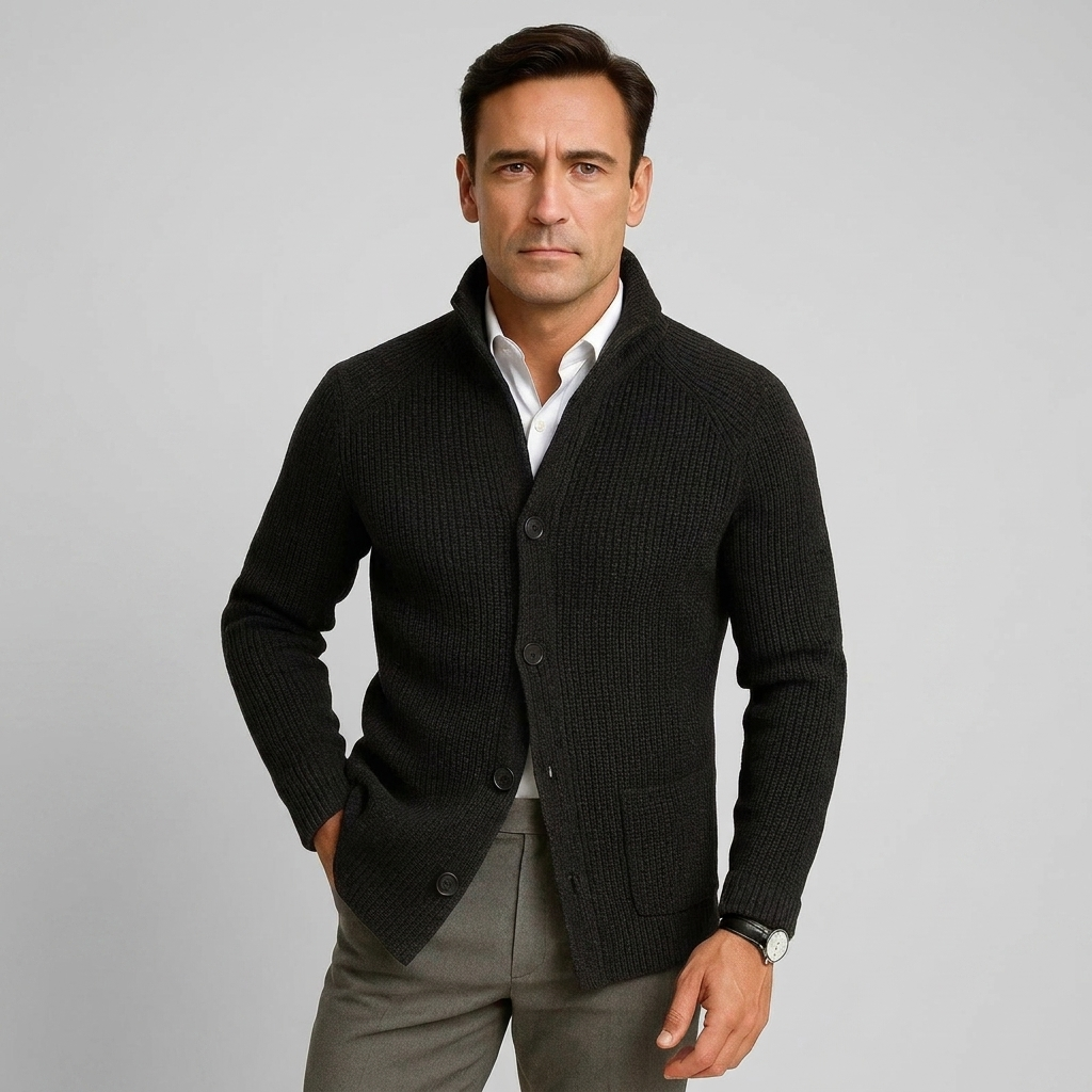 Cardigan Shawl Collar Textured Knit Button