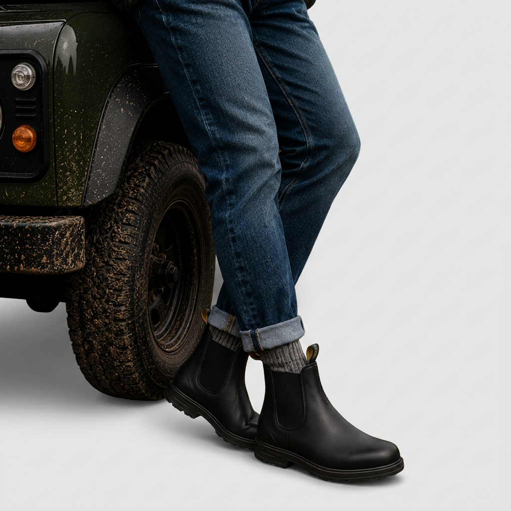 Chelsea Boots Leather-Look Elastic Side Panels