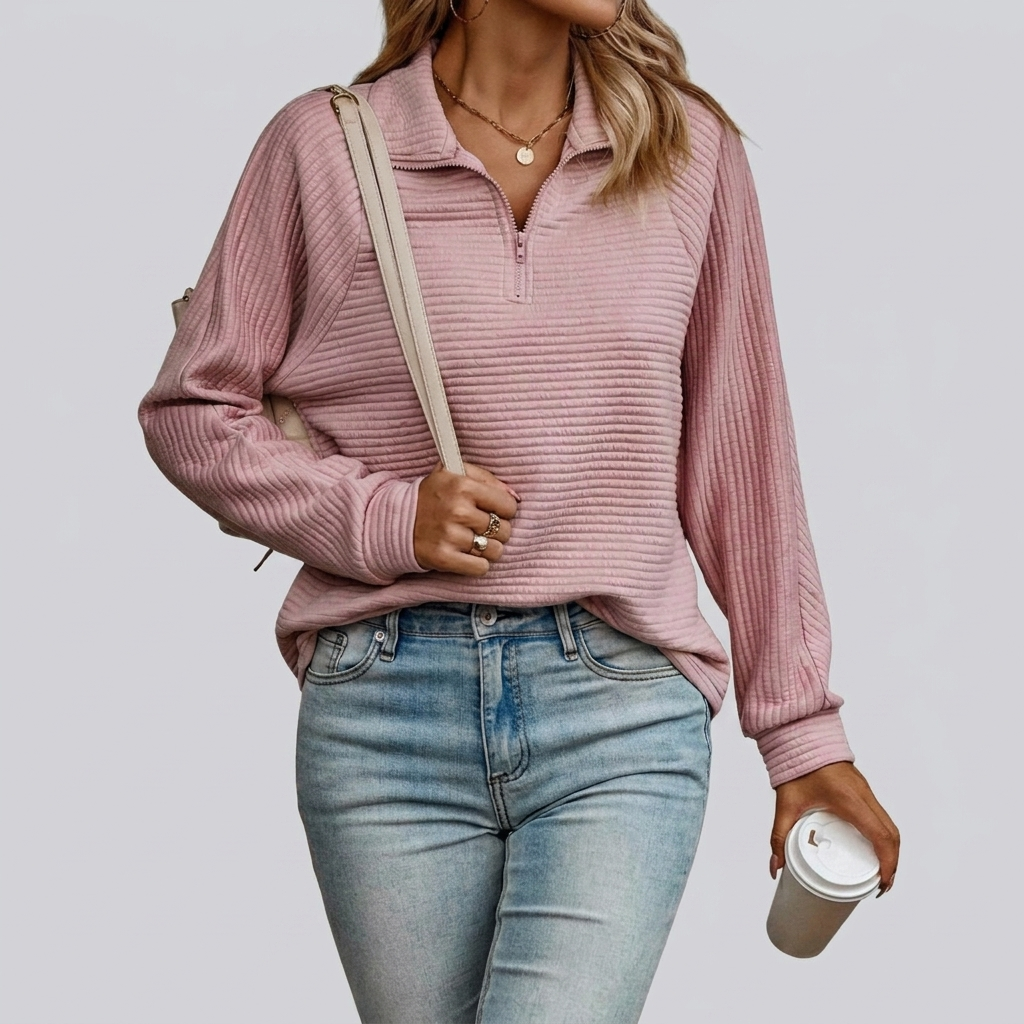 Half Zip Jumper V Neck Comfortable Fit