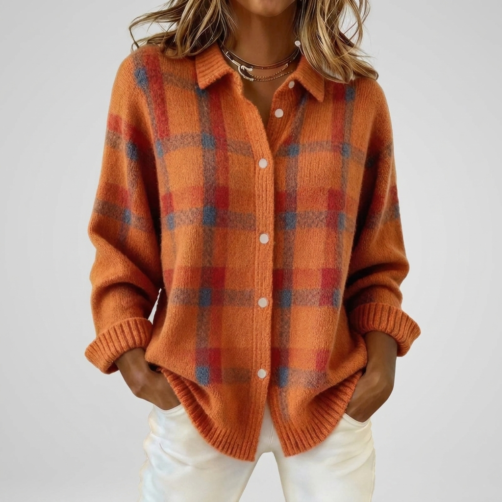 Jumper Checked Knit Crew Neck