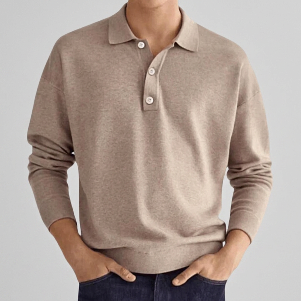 Polo Jumper Knitted Collar Button Placket