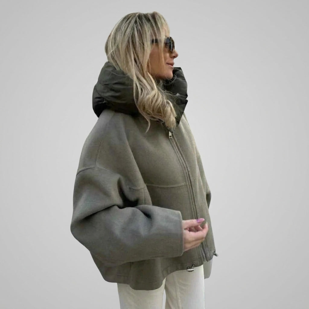 Quilted Jacket Oversized Hooded Concealed Zip