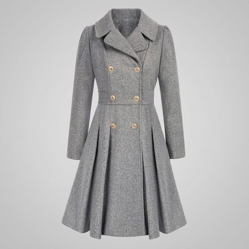 Coat Knee Length Double Button Elegant