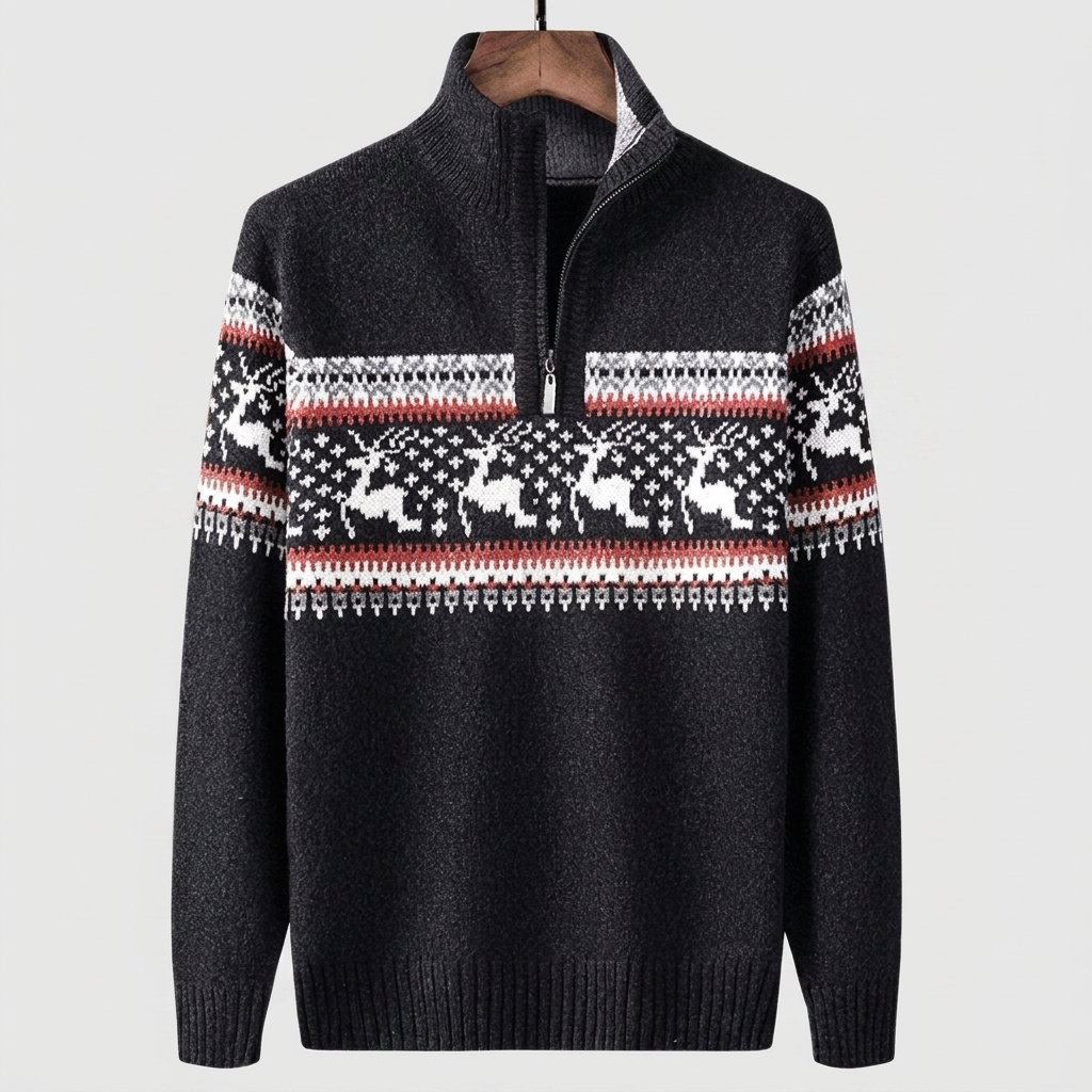Jumper Half Zip Dense Knit Festive