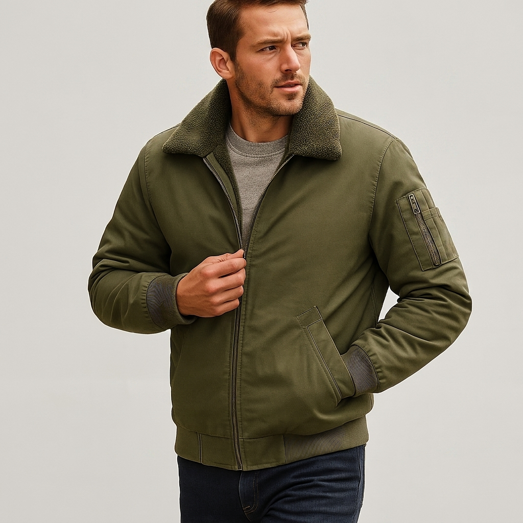 Bomber Jacket Lined Pilot Style Collar