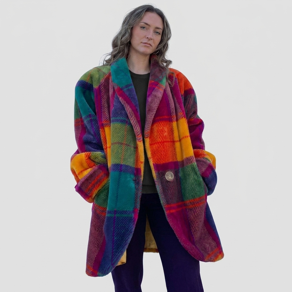 Coat Oversized Plaid Long Relaxed Silhouette