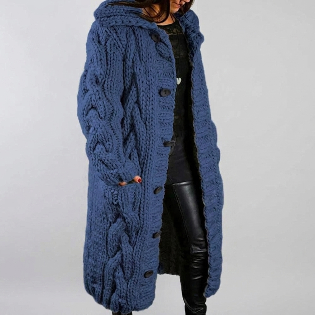 Cardigan Oversized Cable Knit Button Front