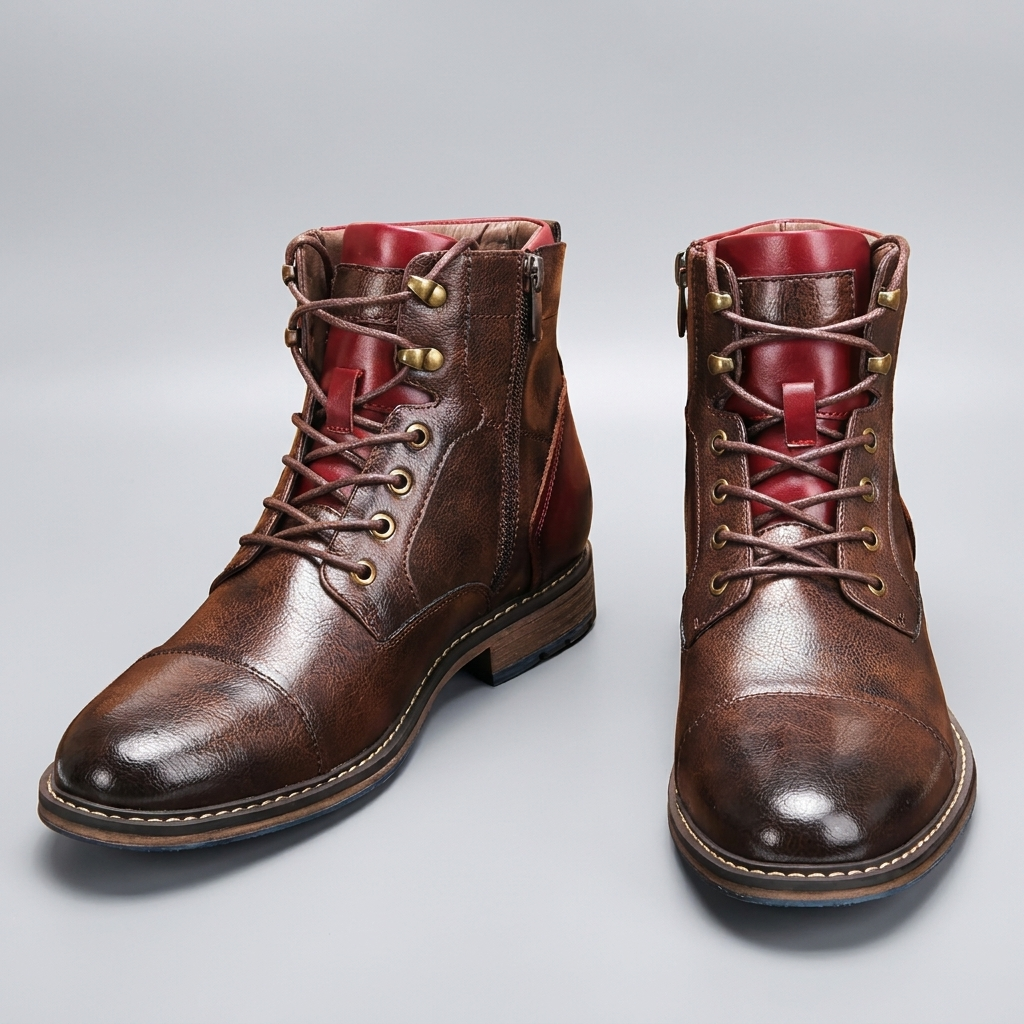Boots Lace Up Side Zip Classic