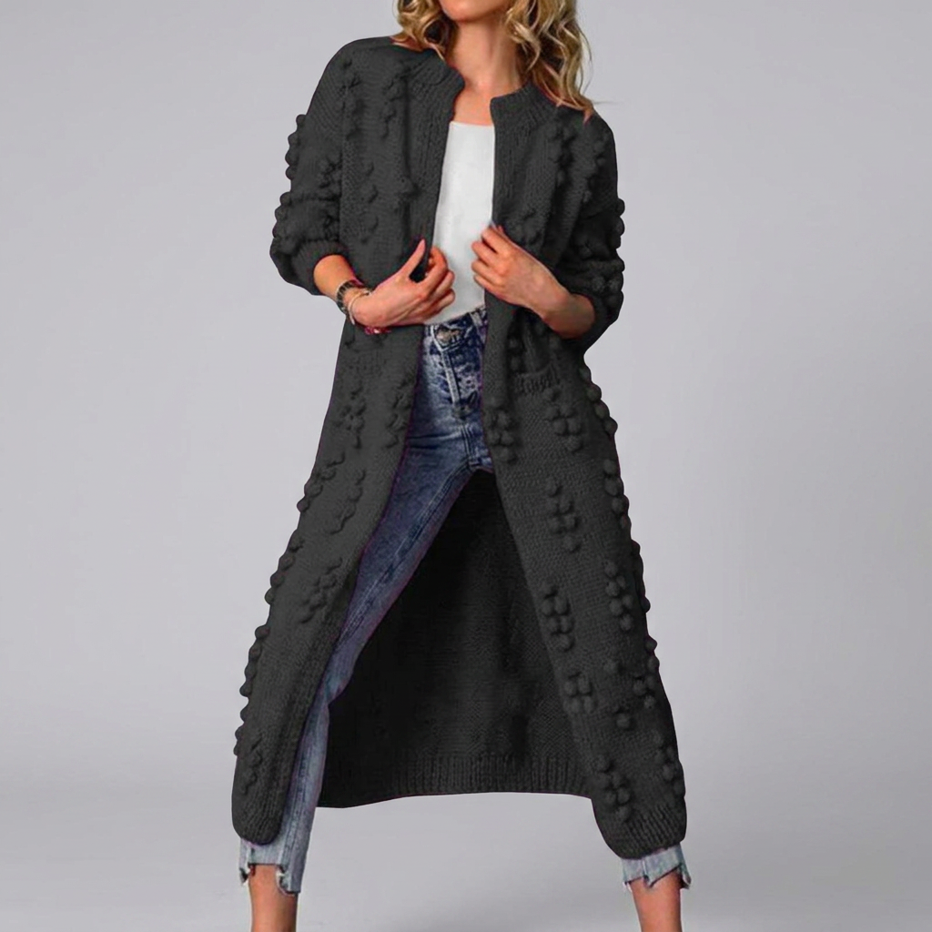 Cardigan Longline Open Front Textured Knit