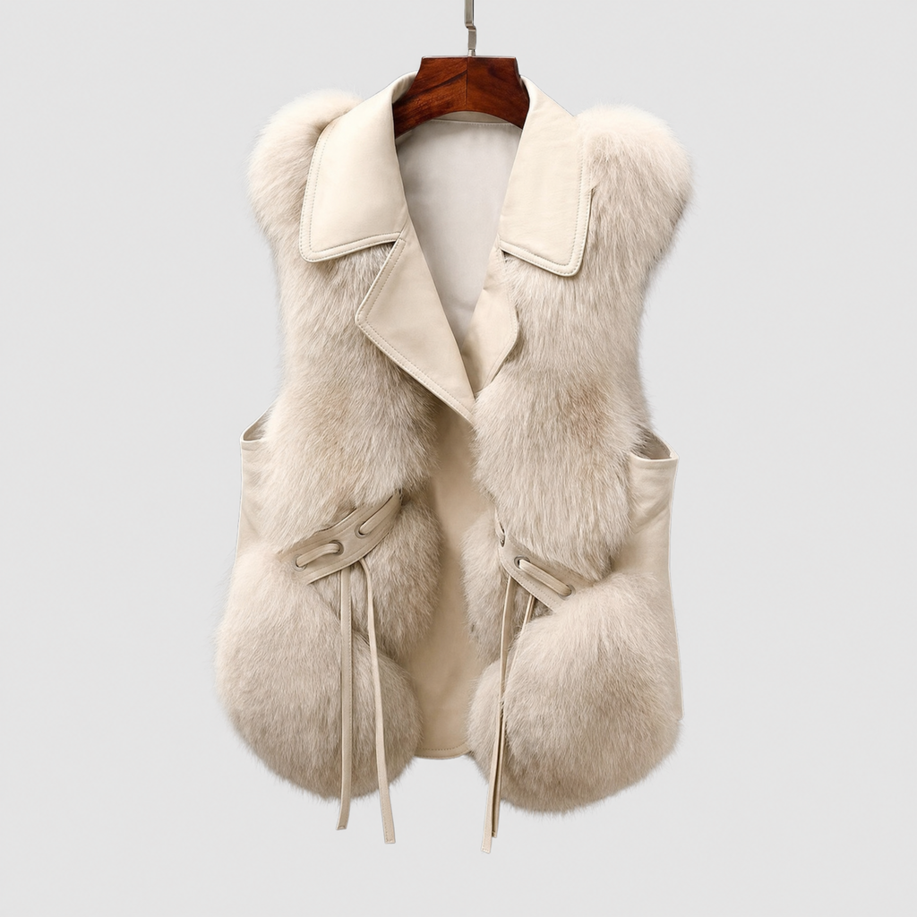 Gilet Faux Fur Adjustable Waist Ties