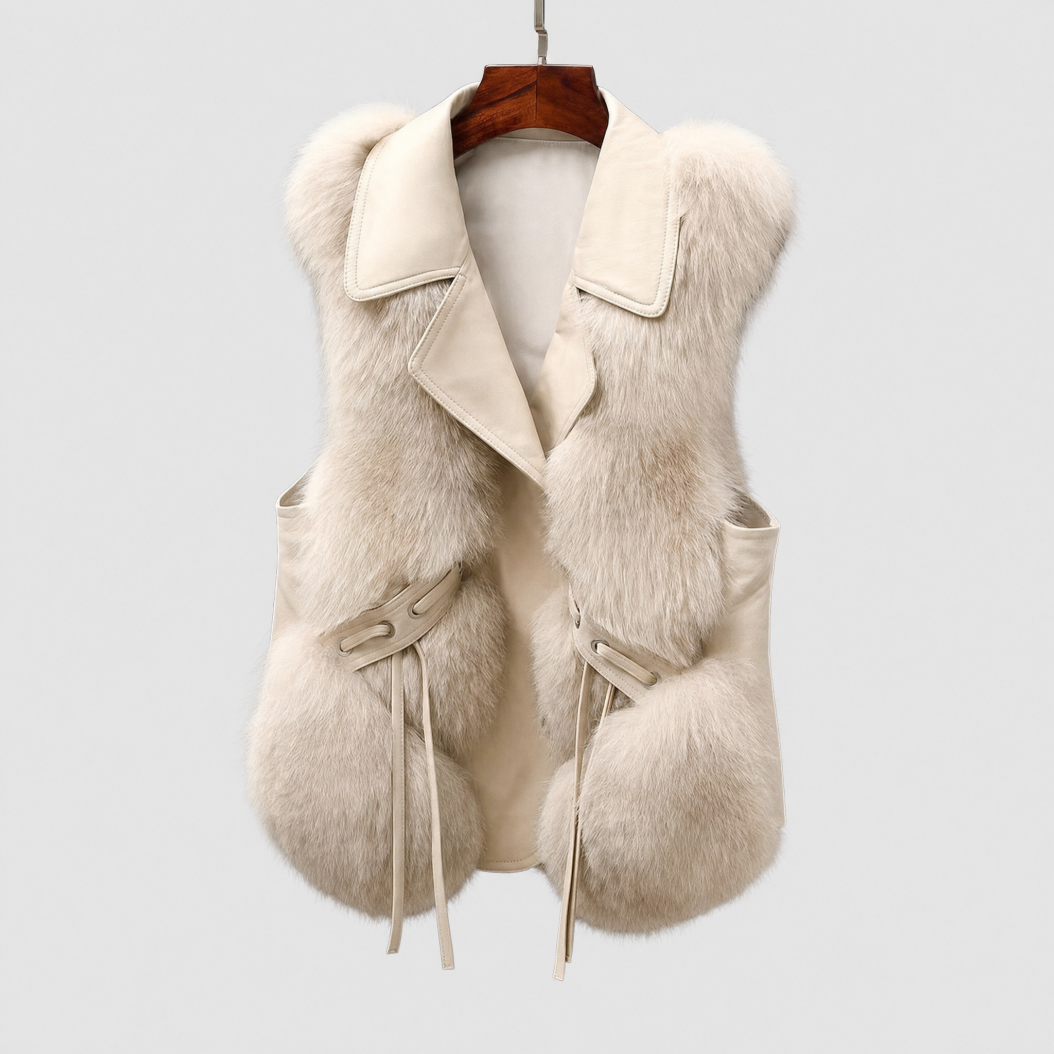 Gilet Faux Fur Adjustable Waist Ties