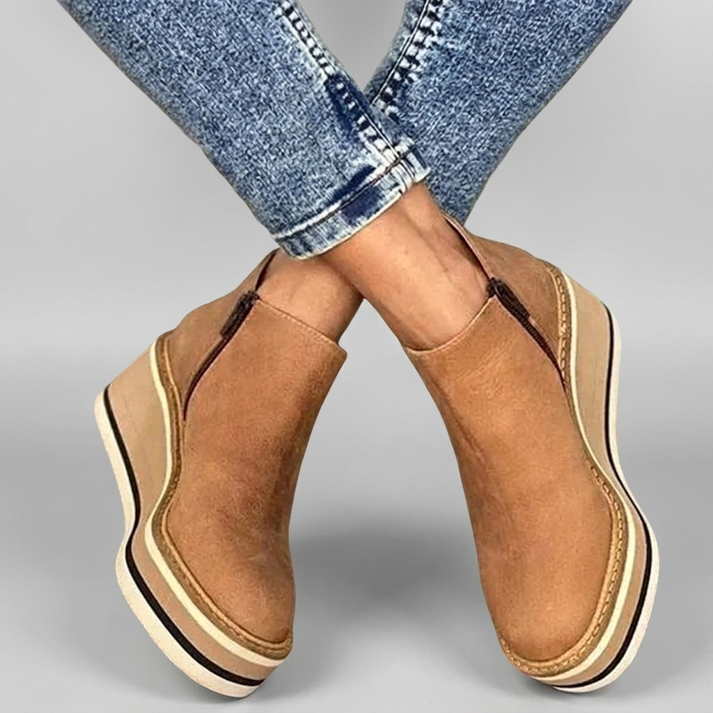 Ankle Boots Platform Wedge Side Zip