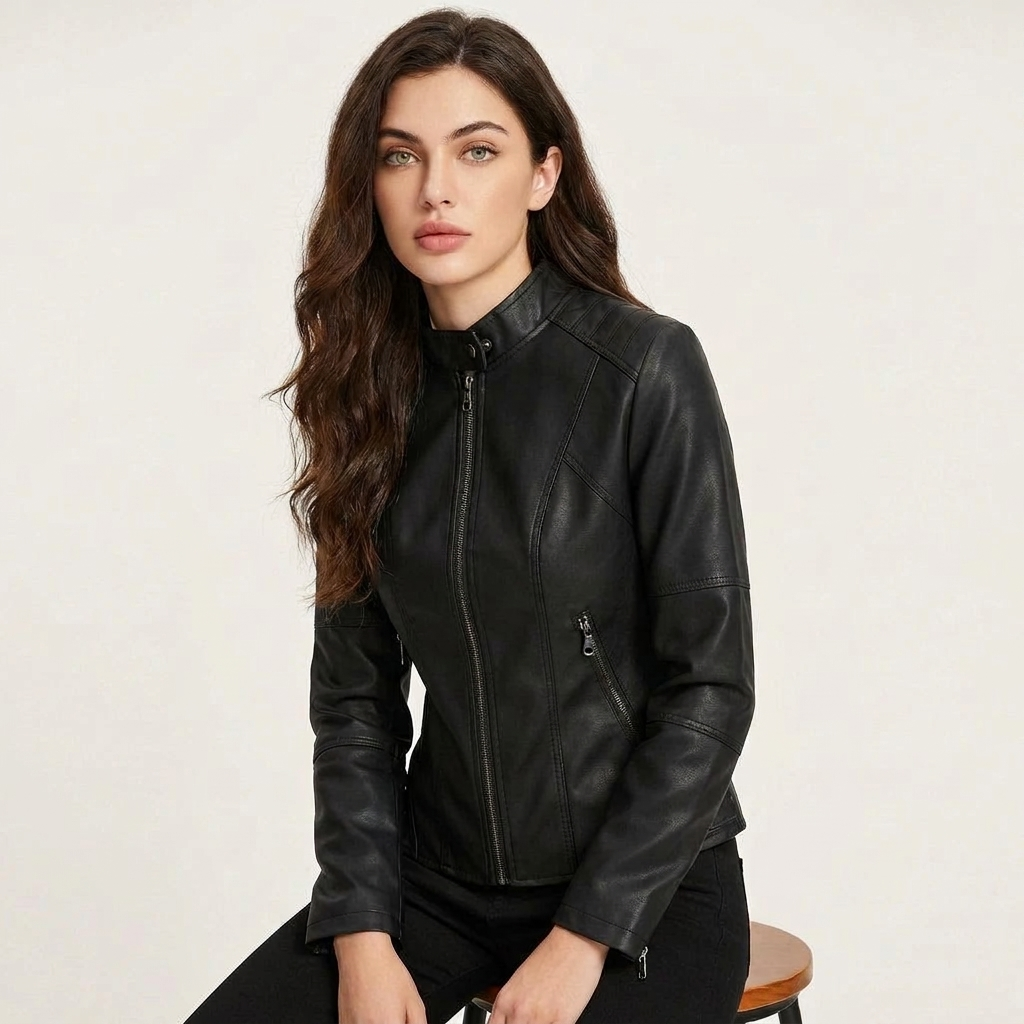 Faux Leather Jacket Tailored Fit