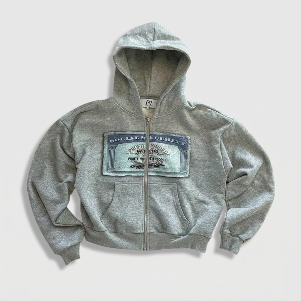 Graphic Zip Up Hoodie Oversized