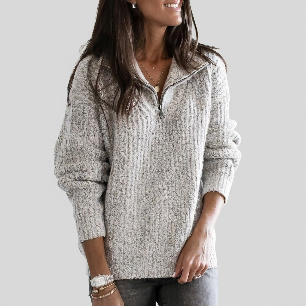 Classic Knit Sweater - Ribbed Cuffs Button Detail