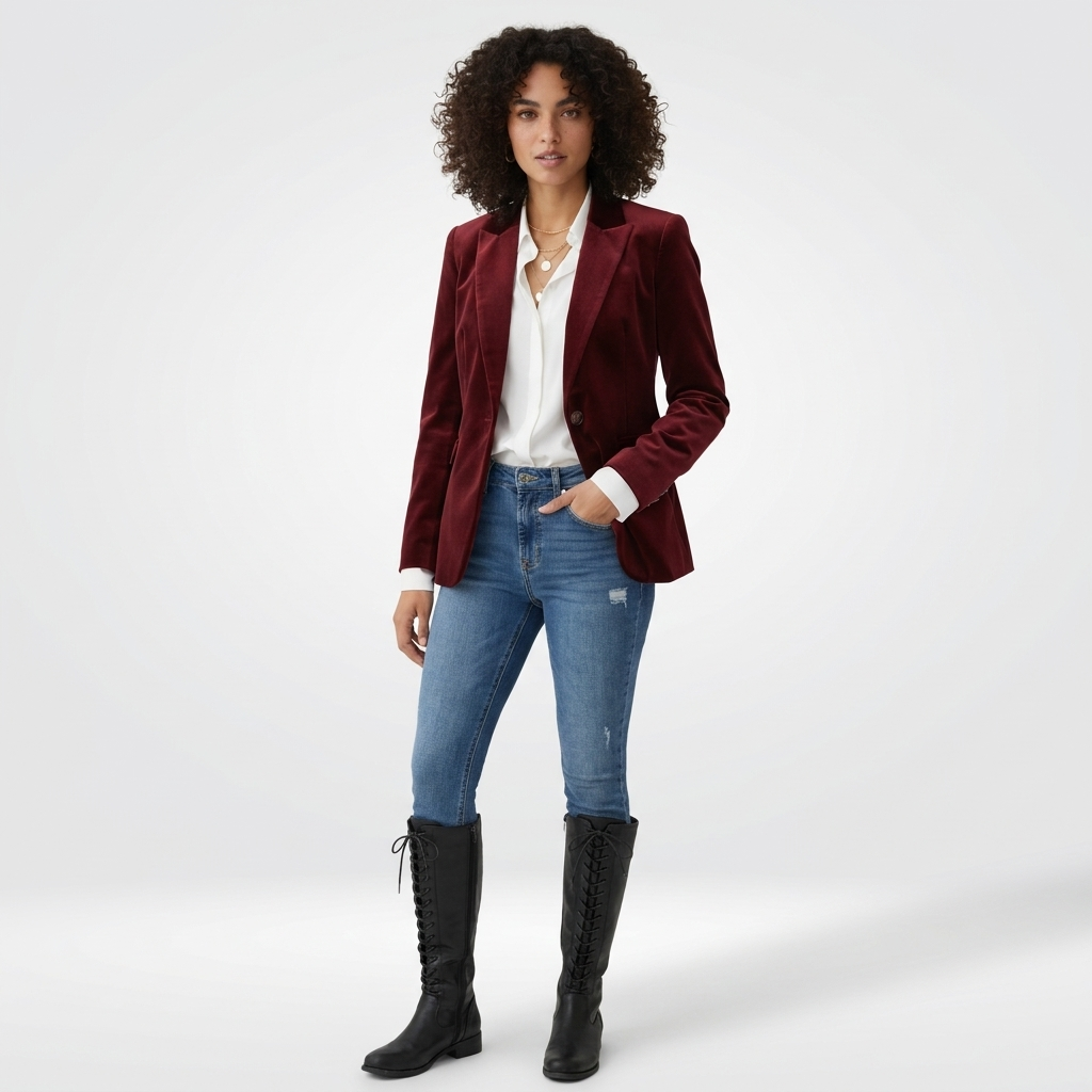 Velvet Blazer Gold Button Detail