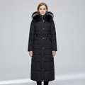 Longline faux-fur puffer coat, studio front view