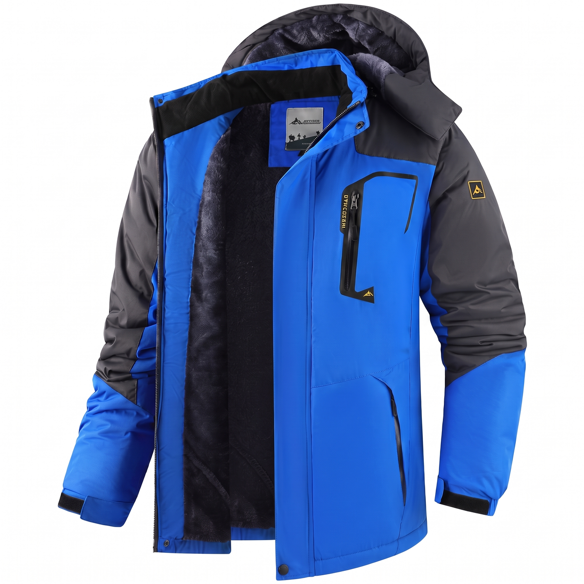 Water-repellent fleece-lined ski jacket in bright blue, front view