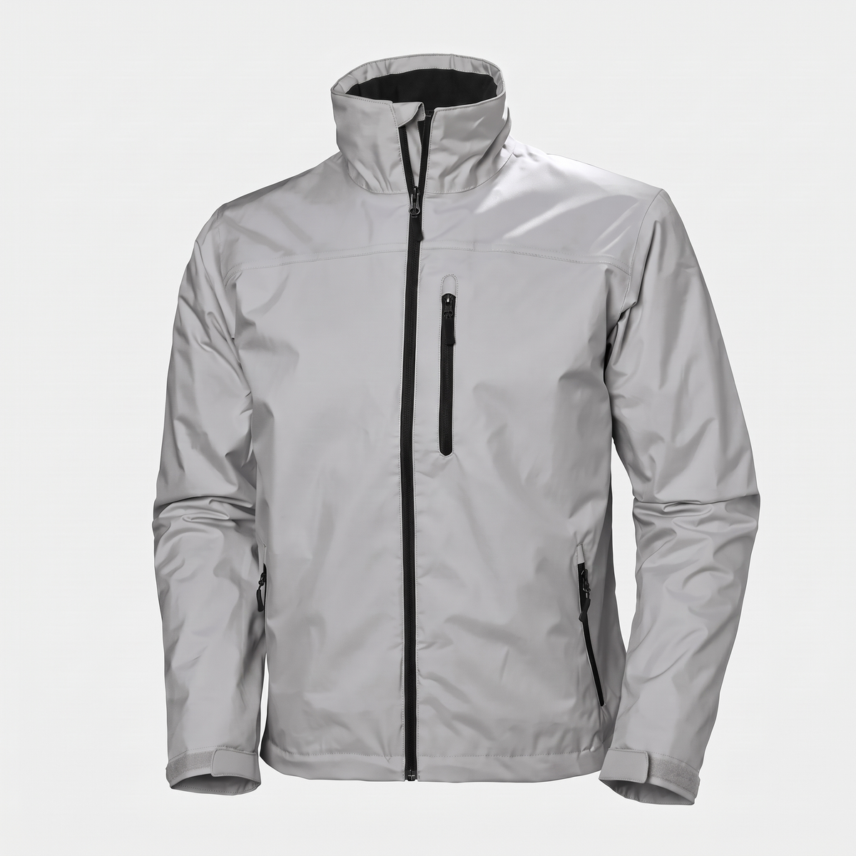 Waterproof breathable windbreaker jacket in grey, front view