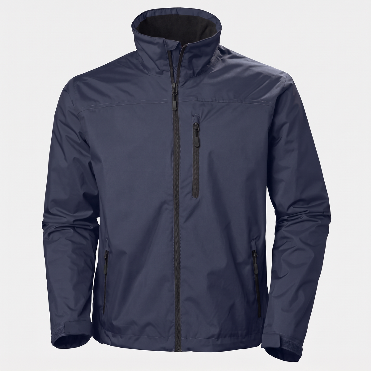 Waterproof breathable windbreaker jacket in blue, front view