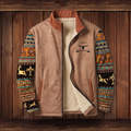 Sherpa-lined western print jacket in brown (Brown Two), on hanger