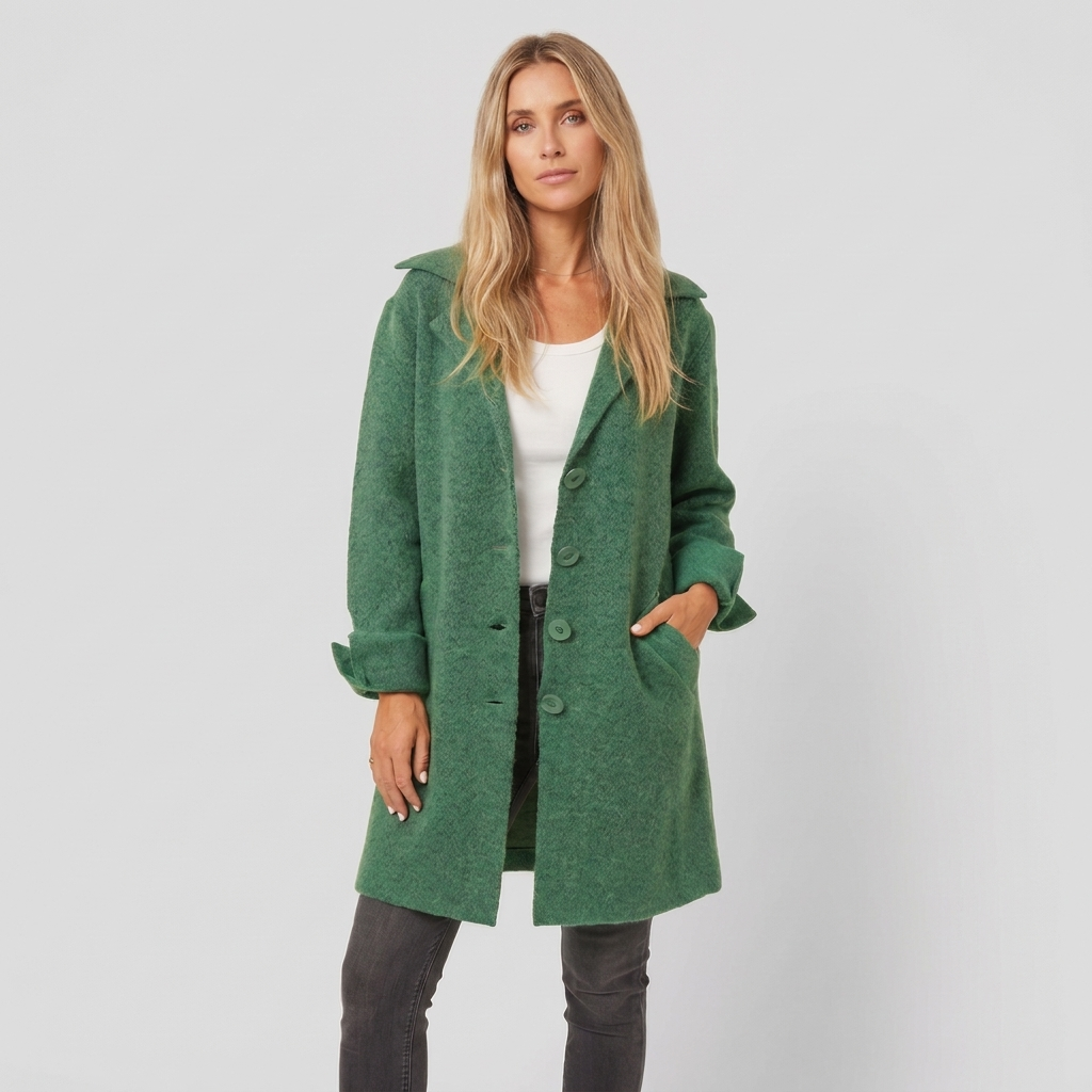 Long Coat Notch Collar Casual, studio photo