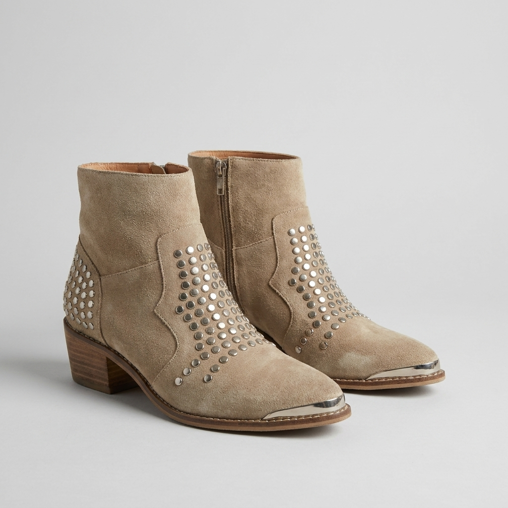 Studded Ankle Boots Pointed Toe, studio photo