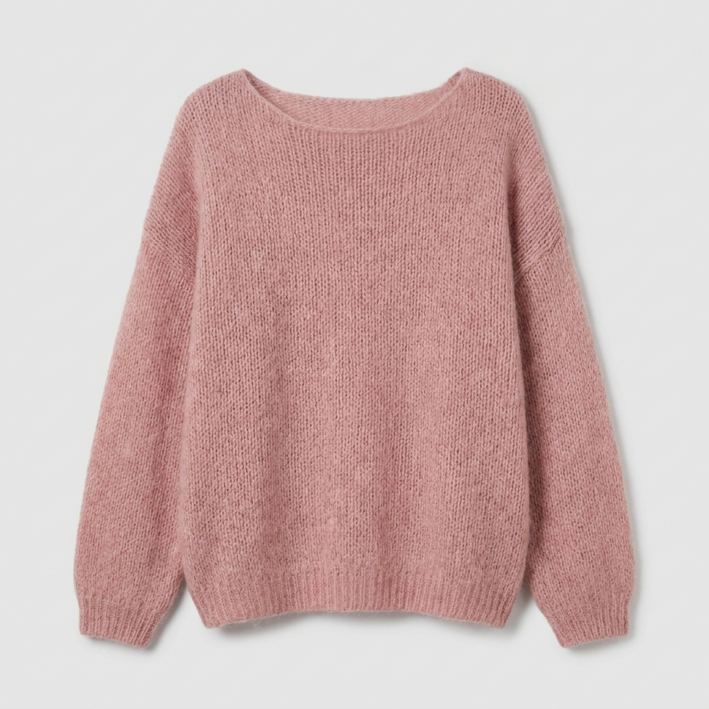 Knit jumper in pink, studio photo