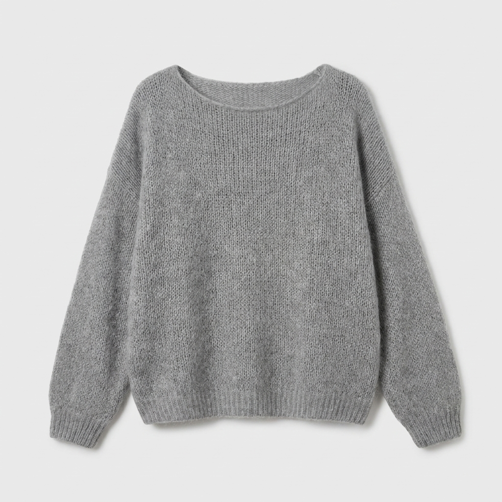 Knit jumper in grey, studio photo